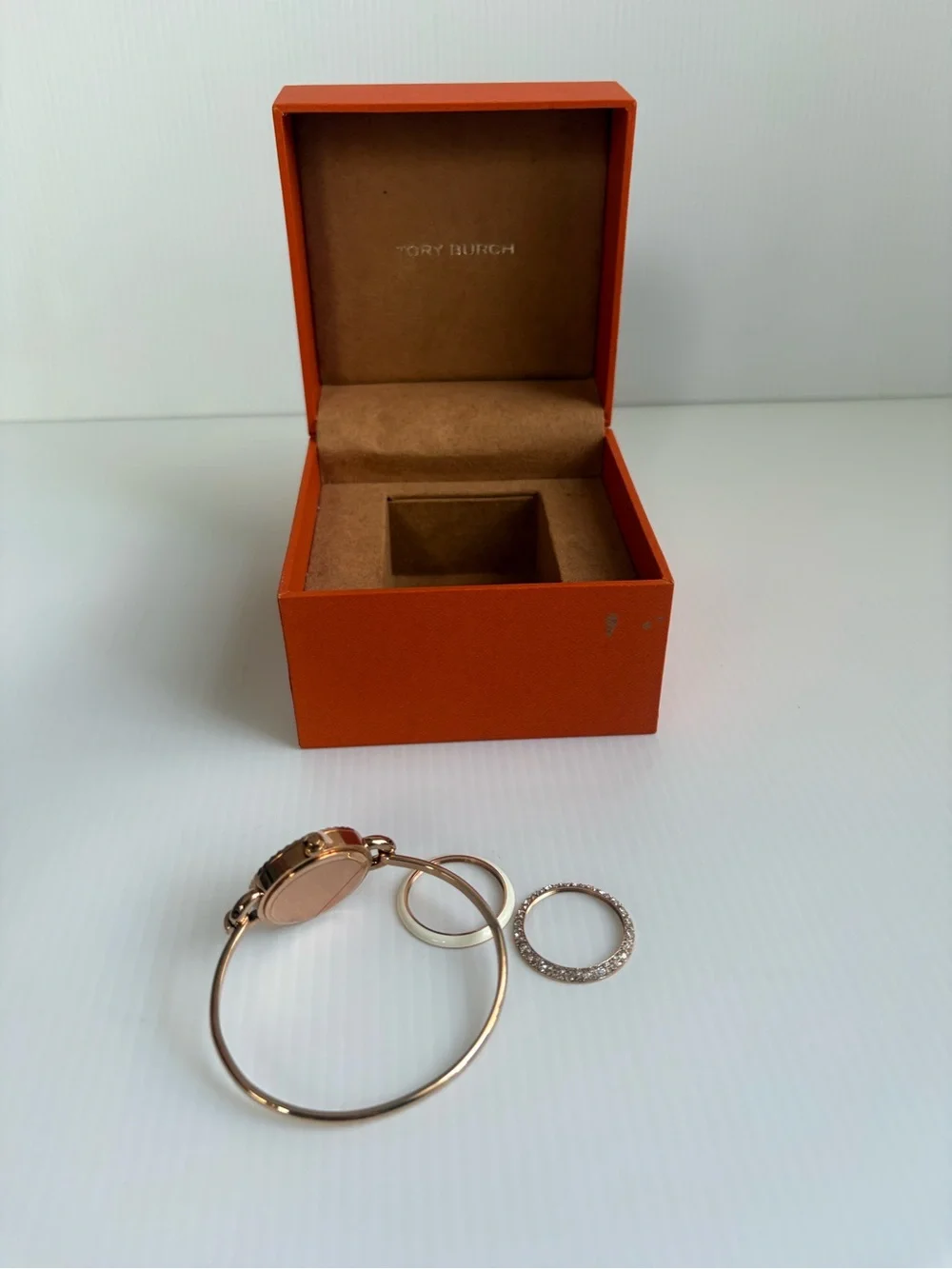 Tory Burch The Miller Rose Gold Stainless Steel Bangle Bracelet Watch TBW6015